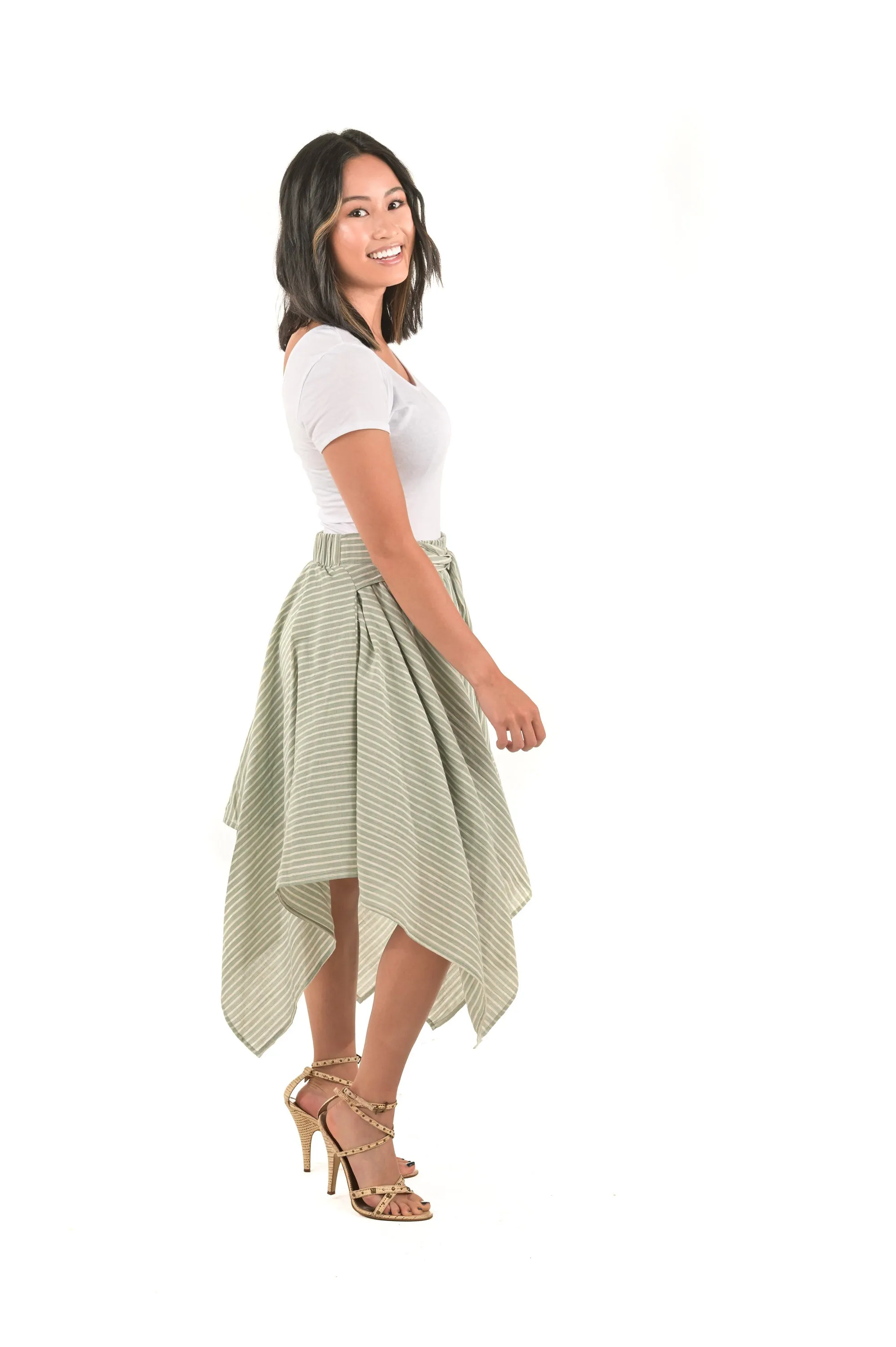 Ava Seafoam Green Wrap Linen Skirt