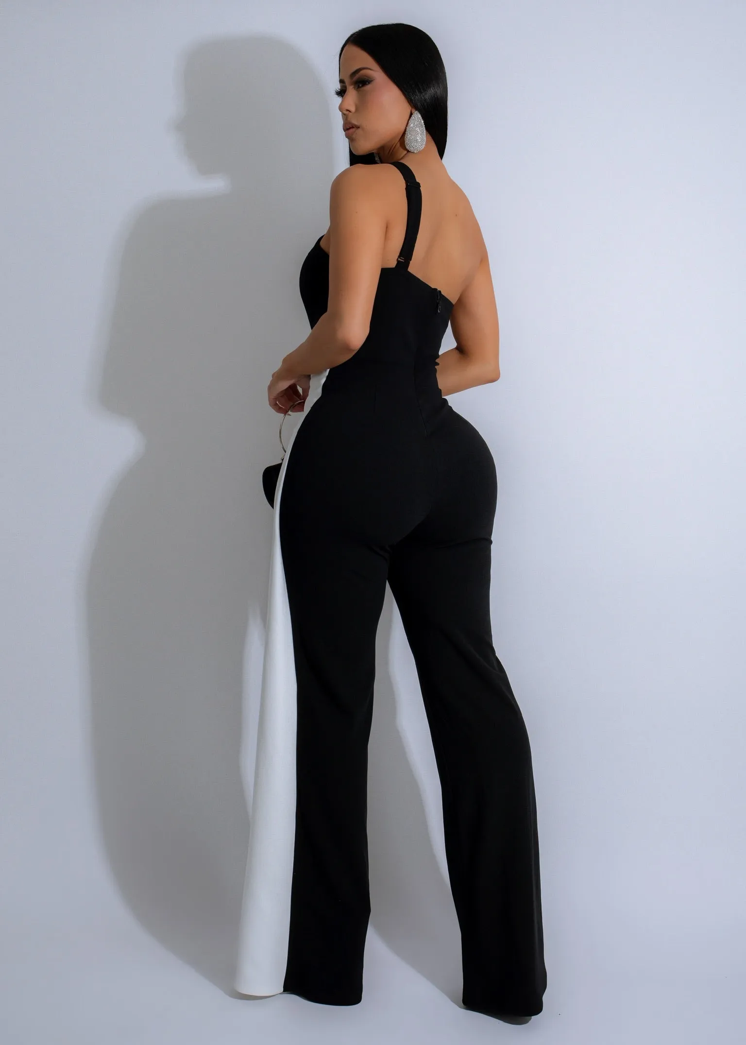 Elegance Duo Rhinestones Jumpsuit Black