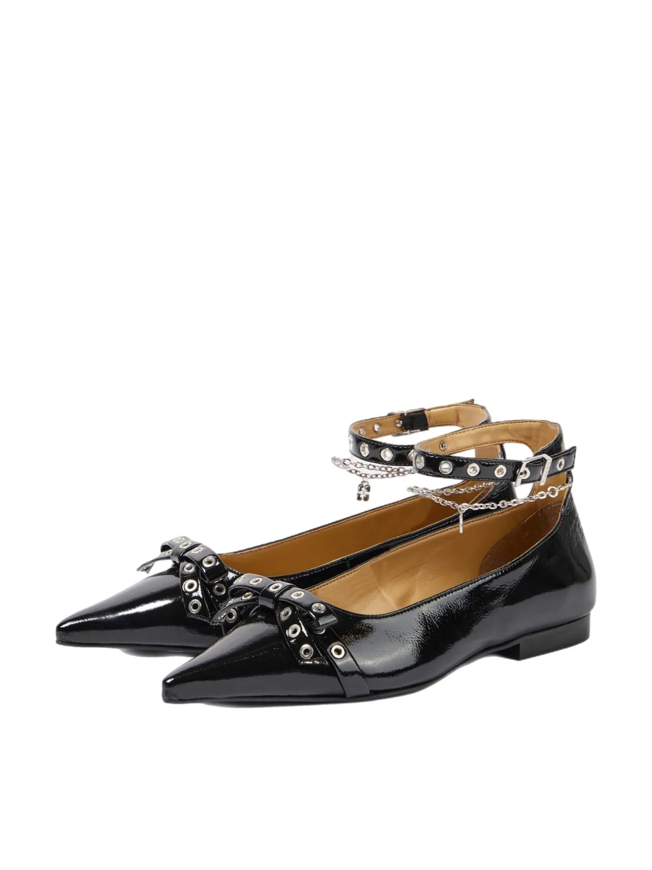 Ganni Eyelets Jewel Kitten Heel Pump Naplack