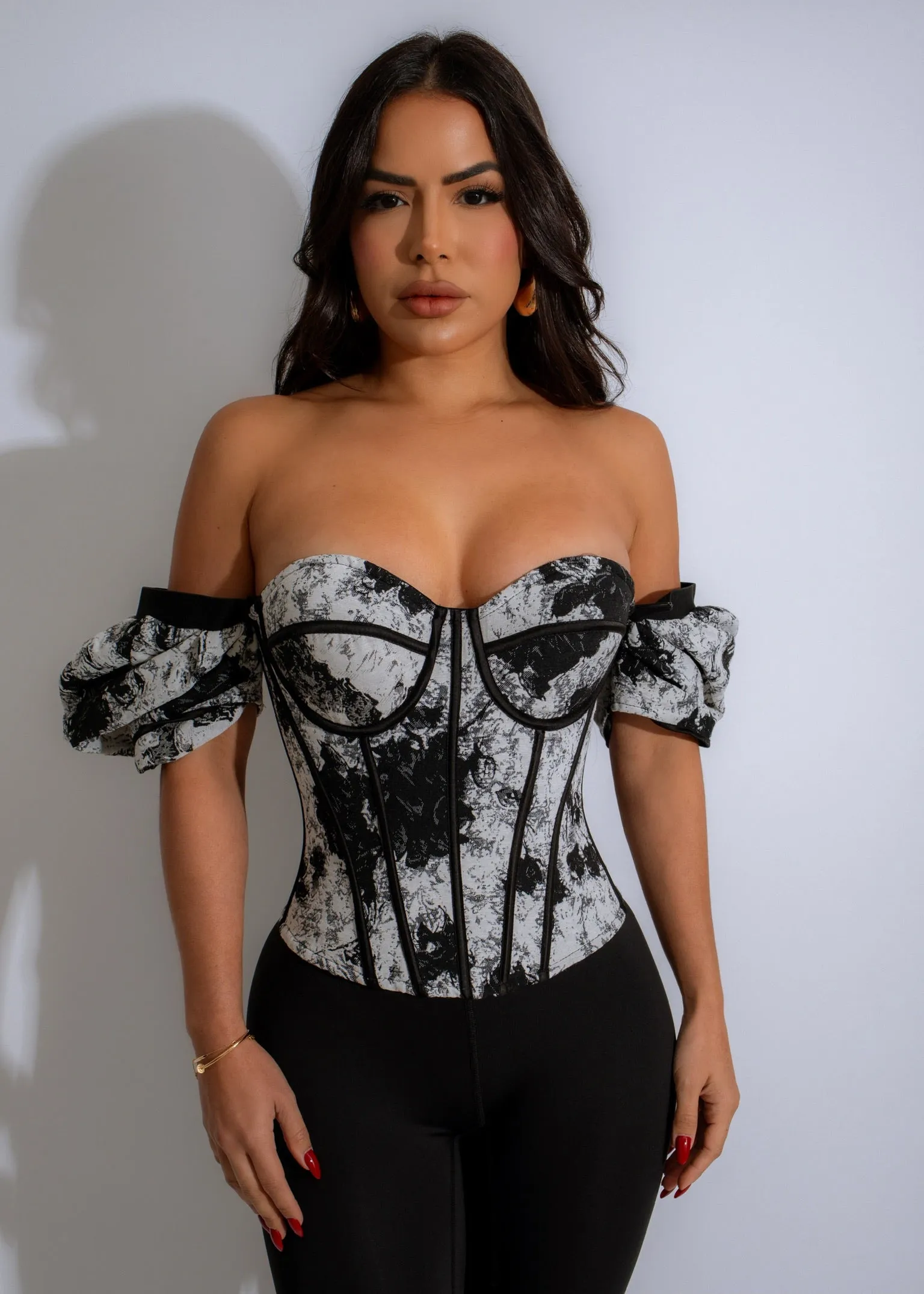 Renaissance Charm Crop Top Black