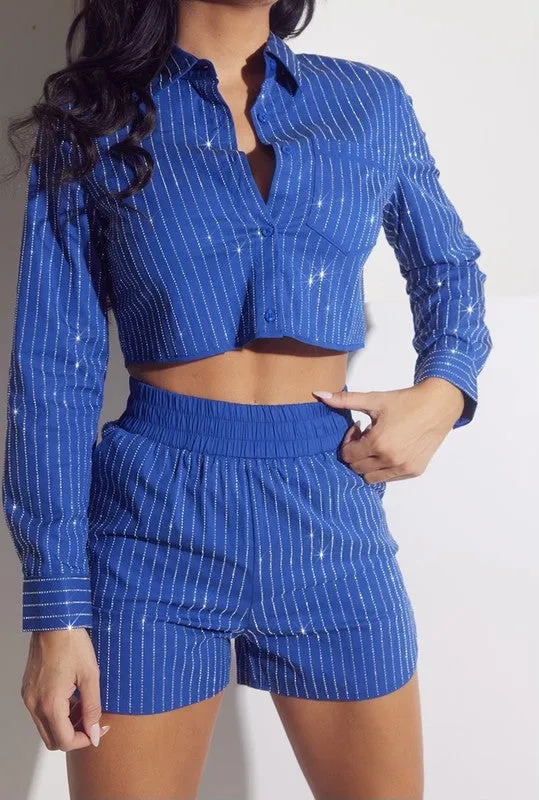 Royal Striped Rhinestone Set
