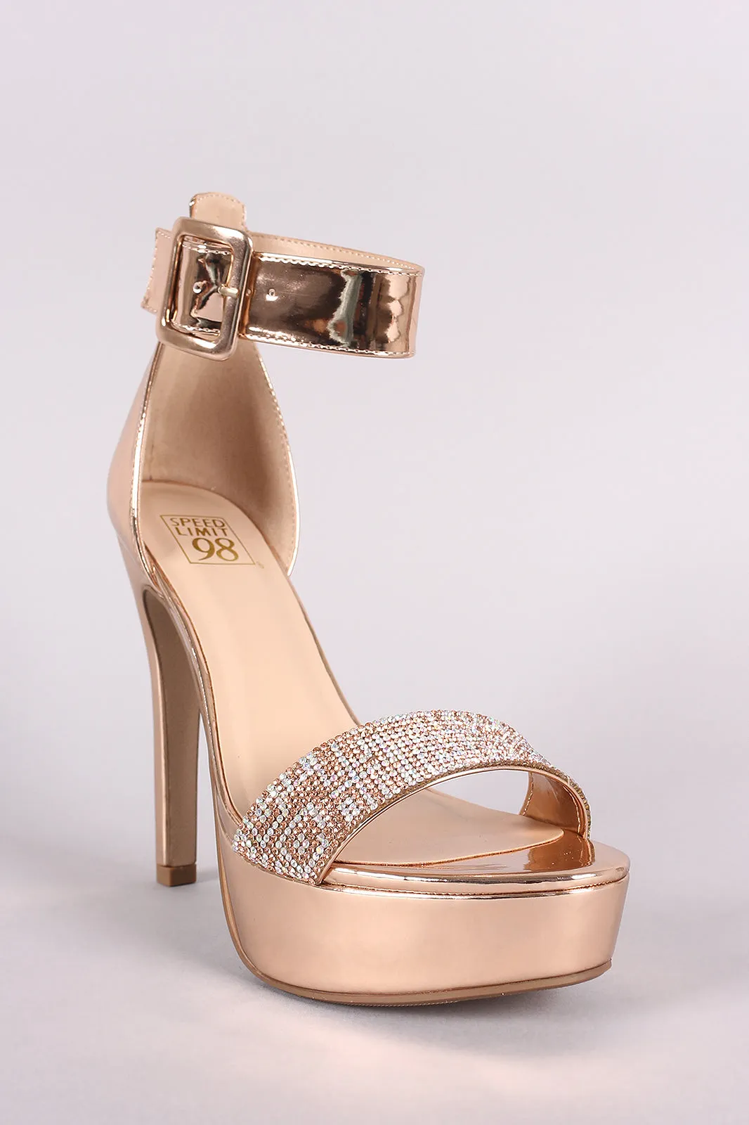Speed Limited 98 Rhinestone Metallic Platform Heel